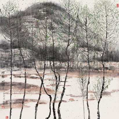 张仁芝 庚午（1990年）作 初春 镜心